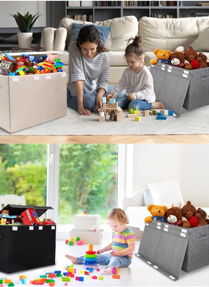 JoyousSto Large Toy Box Chest Storage with Lid - Collapsible Kids Toys Boxes Organizer Bins Baskets Container with Handles，62.5*33*40CM Grey  - Image 4