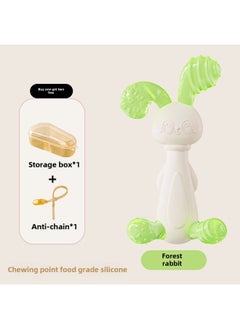 Baby Bunny Silicone Teether Baby Teething Soothing Teether Stick Anti-eating Hand Artifact Bite Toy-Color:Forest Rabbit [Storage Box Anti-drop Chain]]