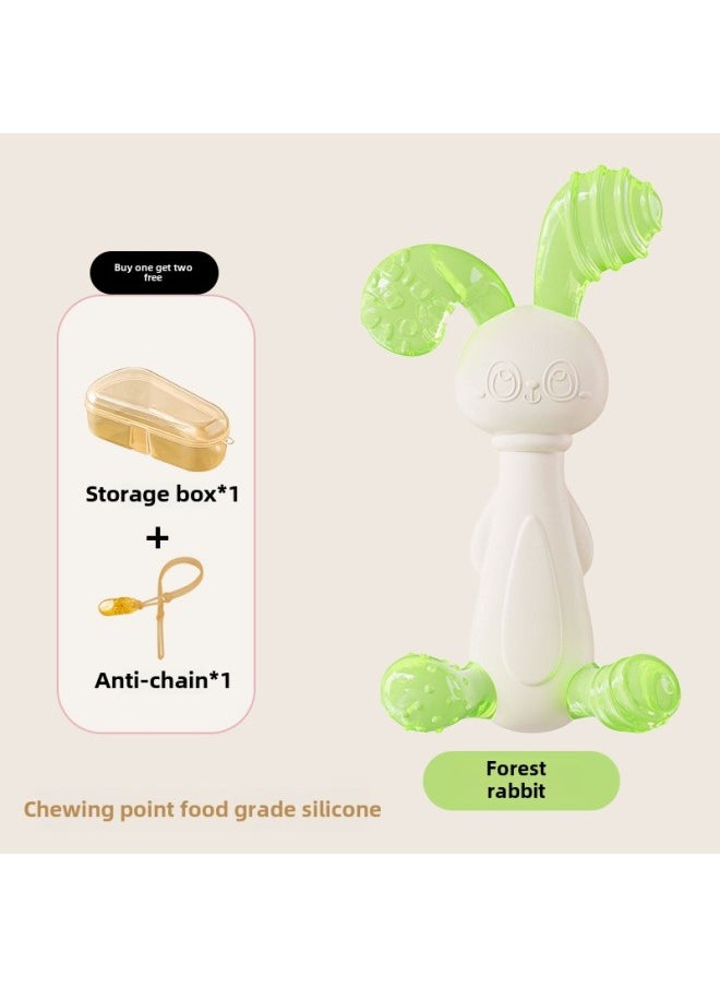 Generic - Baby Bunny Silicone Teether Baby Teething Soothing Teether Stick Anti-eating Hand Artifact Bite Toy-Color:Forest Rabbit [Storage Box Anti-drop Chain]] - Image 1