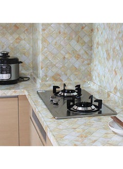 Y&D Kitchen Countertop Self-Adhesive Waterproof Wallpaper Yellow/White 60x200cm  - Image 2
