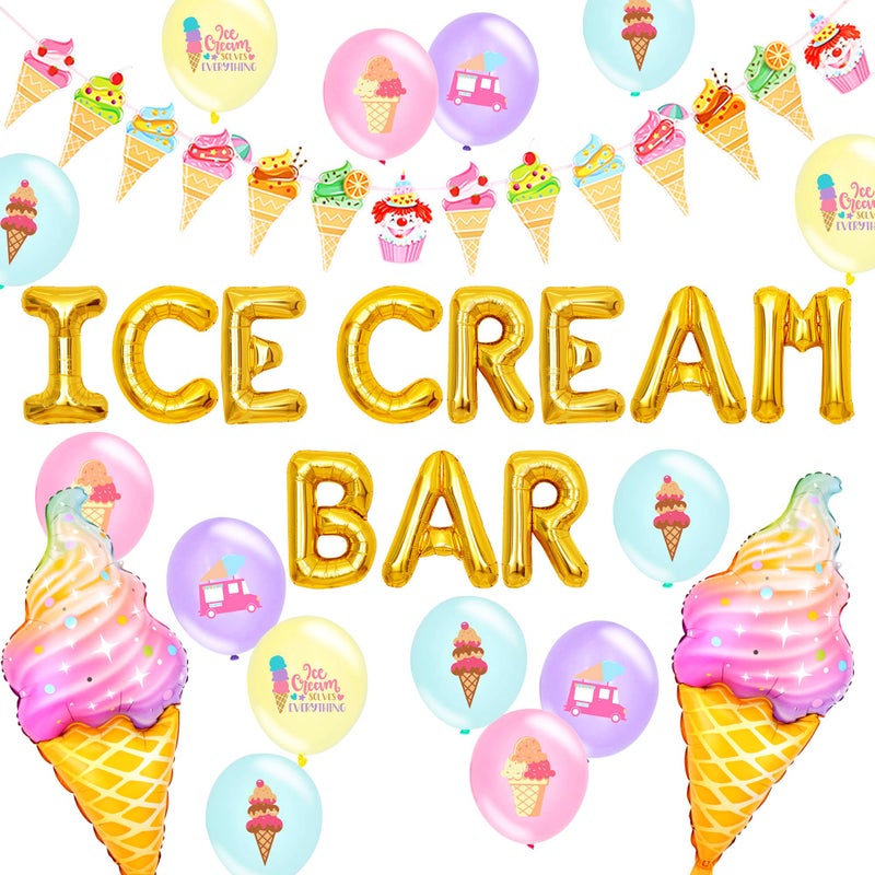 Roaring Good Time Ice Cream Bar Supplies Decoration Sign Ice Cream Birthday Decoration Sundae Funday Decorationfor Summer Birthday Party Supplies Baby Shower Classroom - Image 2