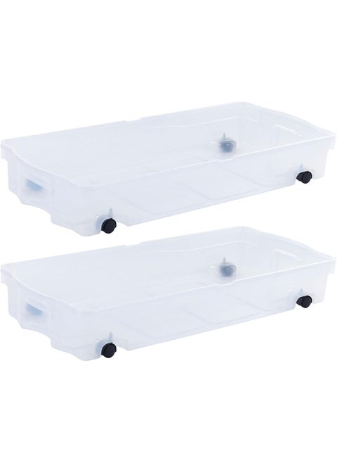 Rubbermaid Cleverstore Under the Bed 70 Qt Wheeled 2Pack Clear Storage Bins with Latching Lids Stackable BPAFree Made in USA