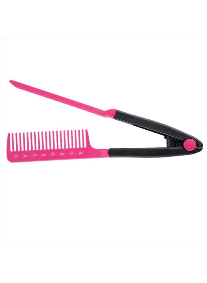 Wendy Mall DIY Salon Hair Brush Combs Hairdressing Styling Hair Straightener V Shaped Straight Comb (Pink)  - Image 1