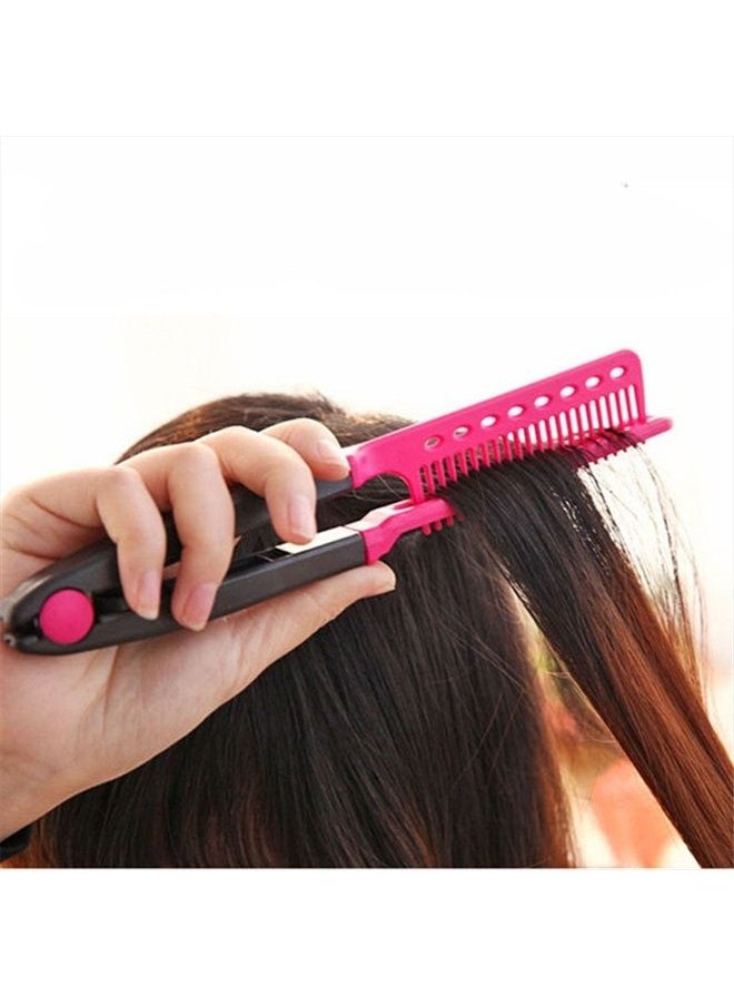 Wendy Mall DIY Salon Hair Brush Combs Hairdressing Styling Hair Straightener V Shaped Straight Comb (Pink)  - Image 4