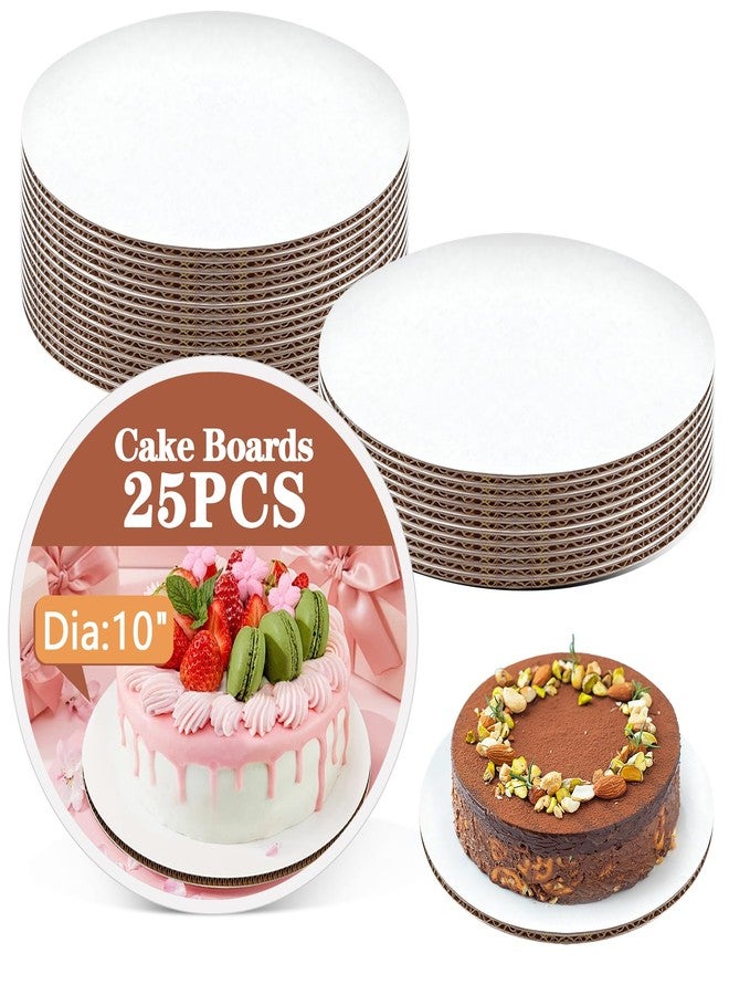 Demiwise 25PCS 10 Inch Round Cake Boards, Food-Grade Greaseproof Cardboard Cake Rounds, Thin and Sturdy Cake Circles for Wedding Birthday Party Cakes & Pastries - Image 1