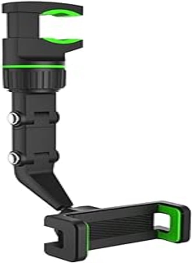 Paddsun 360° Rear View Mirror Phone Holder, Universal Car Phone Holder Multifunctional Car Phone Mount Adjustable Cradle for Cell Phone for iPhone, Samsung, LG (Green)