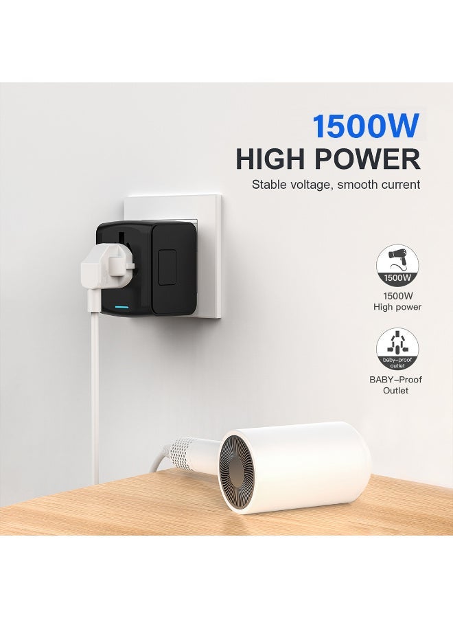 ECVV Universal Travel Power Adapter, International Power Adapter All in One Worldwide Travel Plug Adapter AC Outlet Plug Converters with 3 USB + 1 Type C Charging Ports - Image 3