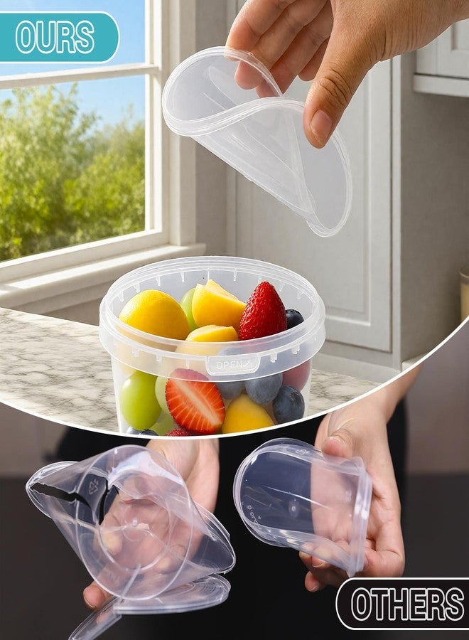 ASEVAT 24 oz 12 Pack Plastic Drink Buckets with Lids, Clear Plastic Cup with Lid, Ice Buckets for Parties, Reusable Food Grade Containers with Lids, Deli Container for Sauce, Soup - Image 2