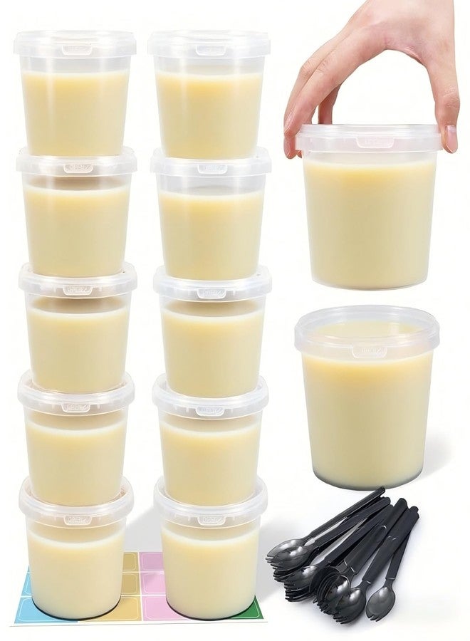 ASEVAT 24 oz 12 Pack Plastic Drink Buckets with Lids, Clear Plastic Cup with Lid, Ice Buckets for Parties, Reusable Food Grade Containers with Lids, Deli Container for Sauce, Soup - Image 1