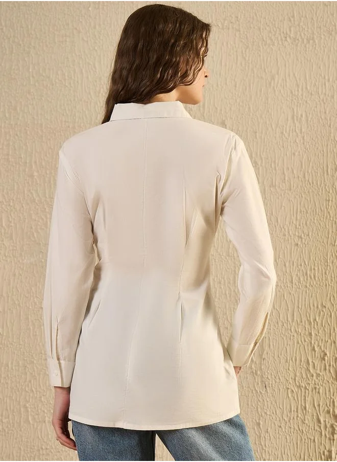 sanskrutihomes Sanskrutihomes Solid Tie Up Waist Long Sleeve Shirt