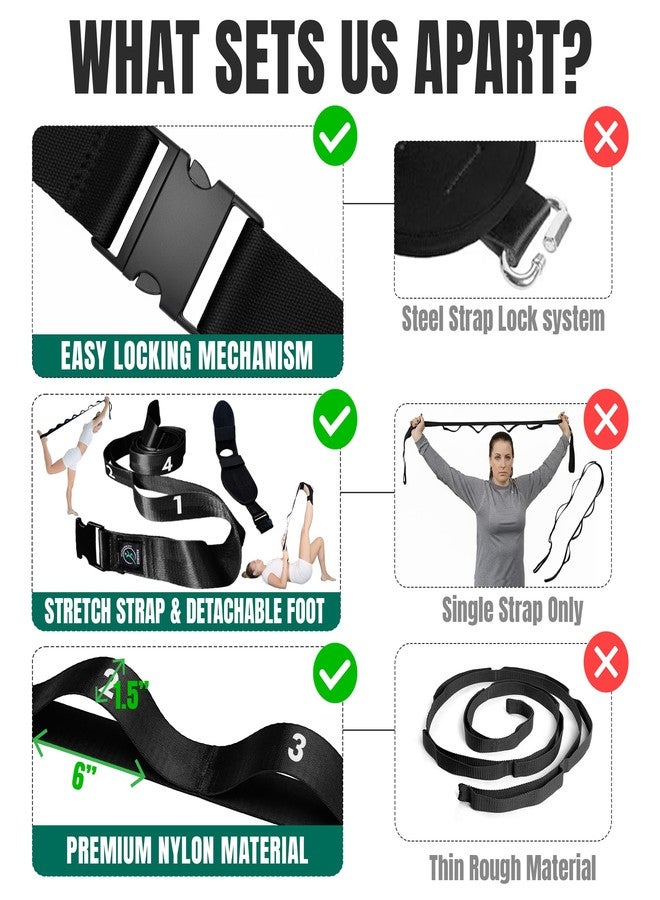 STRECTRA Stretching Strap with Loops and Detachable Foot | Non-Elastic | Leg, Calf & Hamstring Stretcher for Plantar Fasciitis, Fascia, Physical Therapy, Pain Relief, Flexibility - Image 3
