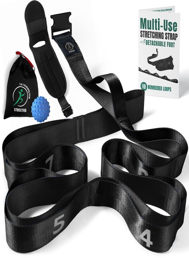 STRECTRA Stretching Strap with Loops and Detachable Foot | Non-Elastic | Leg, Calf & Hamstring Stretcher for Plantar Fasciitis, Fascia, Physical Therapy, Pain Relief, Flexibility - Image 1