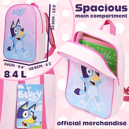 Get Trend Bluey Mini Backpack Kids Toddlers 13x9” Rucksack Kindergarten Bag Preschool Sports Travel Backpacks 3+ Gifts for Kids (Pink Bluey) - Image 3