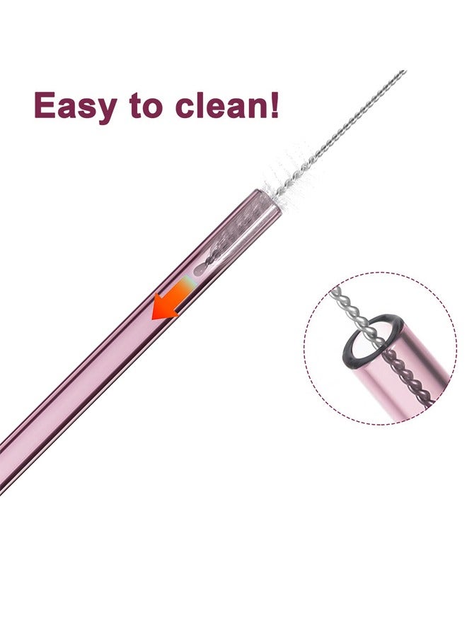 ماصة شرب زجاجية قابلة لإعادة الاستخدام باللون الوردي 20 × 0.8 × 0.8 سم مع فرشاة تنظيف للماصة - Image 4