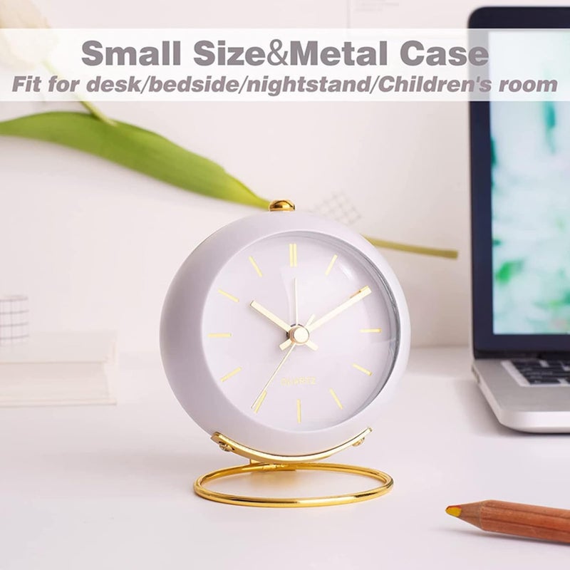 QIMIT Silent Analog Table Clock Nightstand Alarm Clock Analog Alarm Clock with Light for Rooms Table Desk Shelf Office Without Battery Small Stand - Image 2