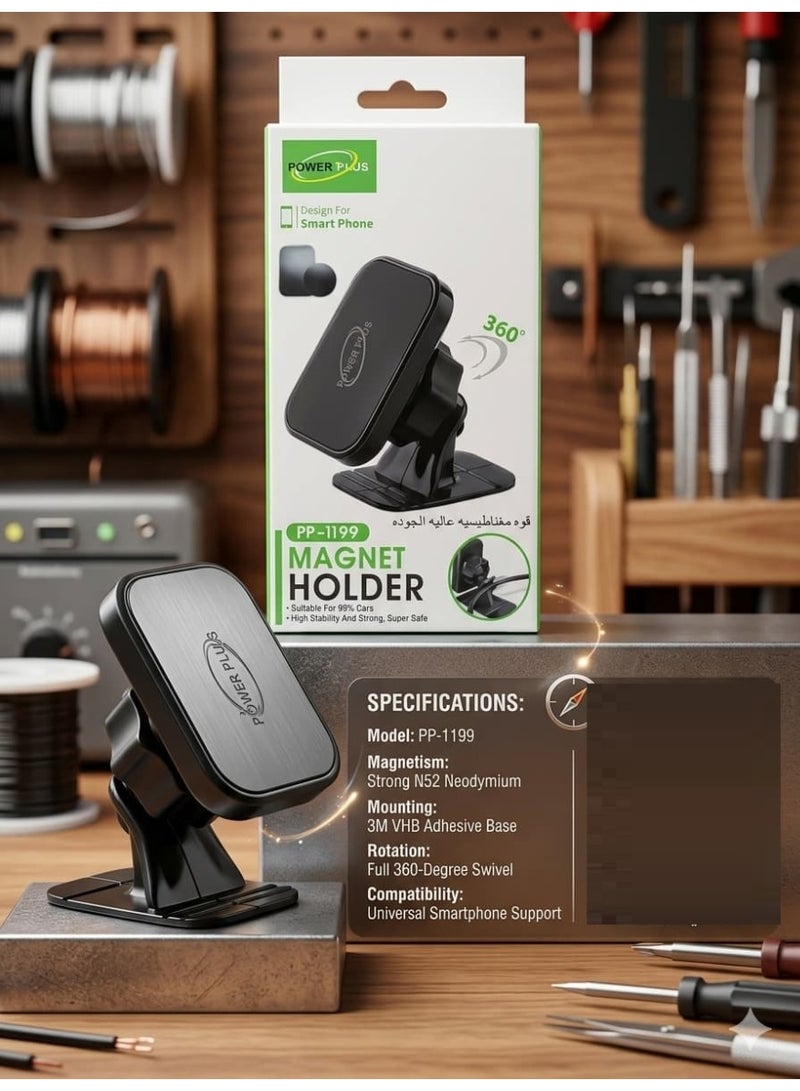 Power Plus PP-1199 Magnetic Car Phone Holder with 360-Degree Swivel - Image 4