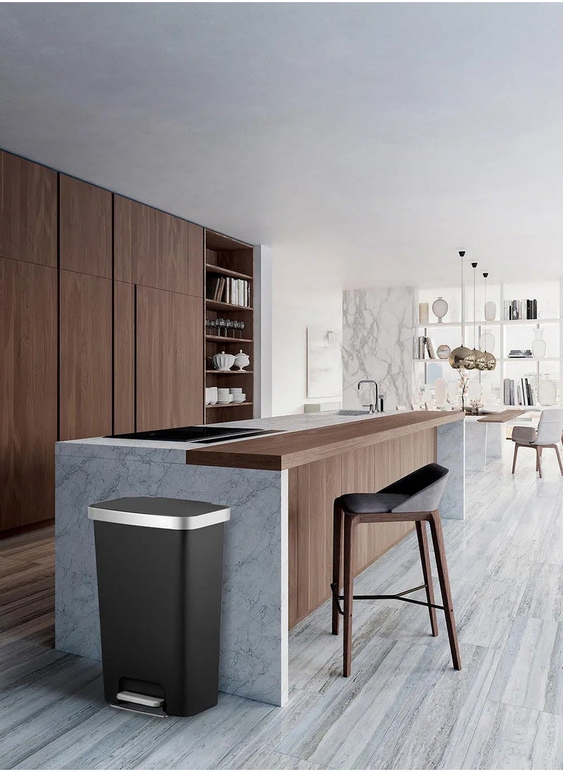 EKO HANA SERIES | Brushed Matte Finish | Soft-Closing | Fingerprint-Resistant | Pedal Trash & Garbage Bin | Versatile For Homes & Communal Areas | 45 Liters | Black  - Image 2