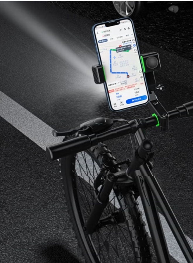 Bike Phone Holder with Night Riding Warning Light - 1080° Rotation, Tool-Free Installation, Shockproof Double Lock - Image 2