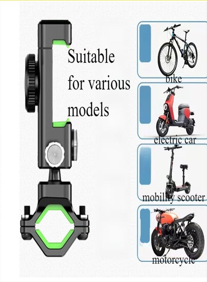 Bike Phone Holder with Night Riding Warning Light - 1080° Rotation, Tool-Free Installation, Shockproof Double Lock - Image 3