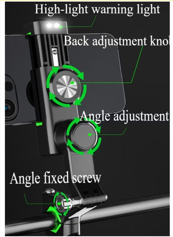 Bike Phone Holder with Night Riding Warning Light - 1080° Rotation, Tool-Free Installation, Shockproof Double Lock - Image 5