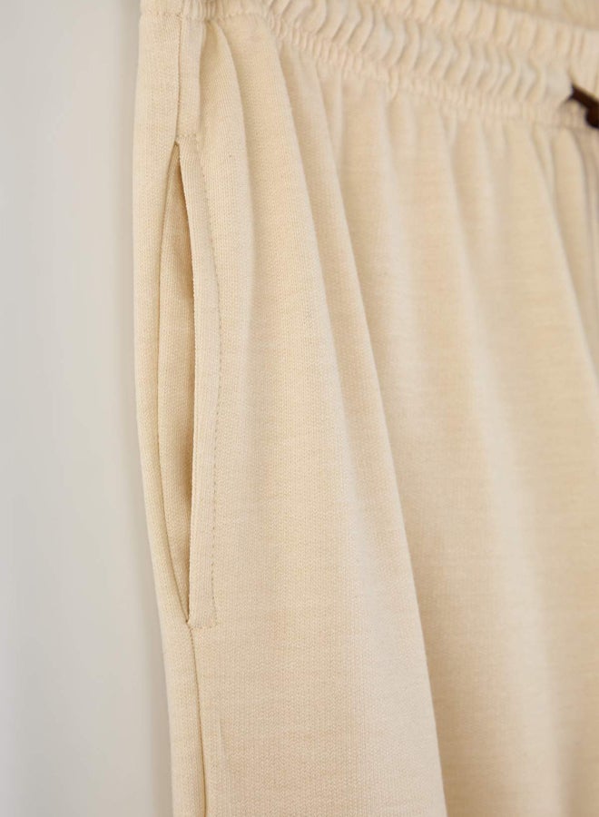 trendyol Beige Regular/Normal Fit New York Embroidered Straight Leg Sweatpants - Image 2