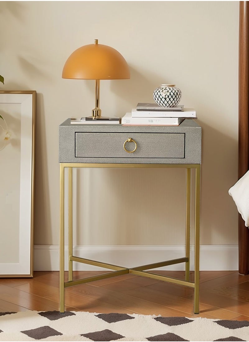 CHOIWIN Nightstand Table with Drawer, Bedside Table Wood Night Stand Modern End Table Side Table for Bedroom and Living Room, Sturdy Steel Frame, Easy Assembly,Grey  - Image 1