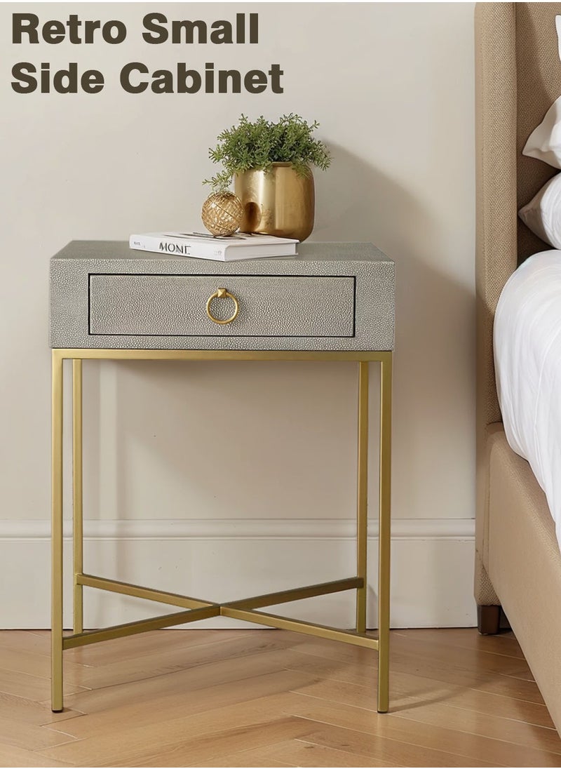 CHOIWIN Nightstand Table with Drawer, Bedside Table Wood Night Stand Modern End Table Side Table for Bedroom and Living Room, Sturdy Steel Frame, Easy Assembly,Grey  - Image 3
