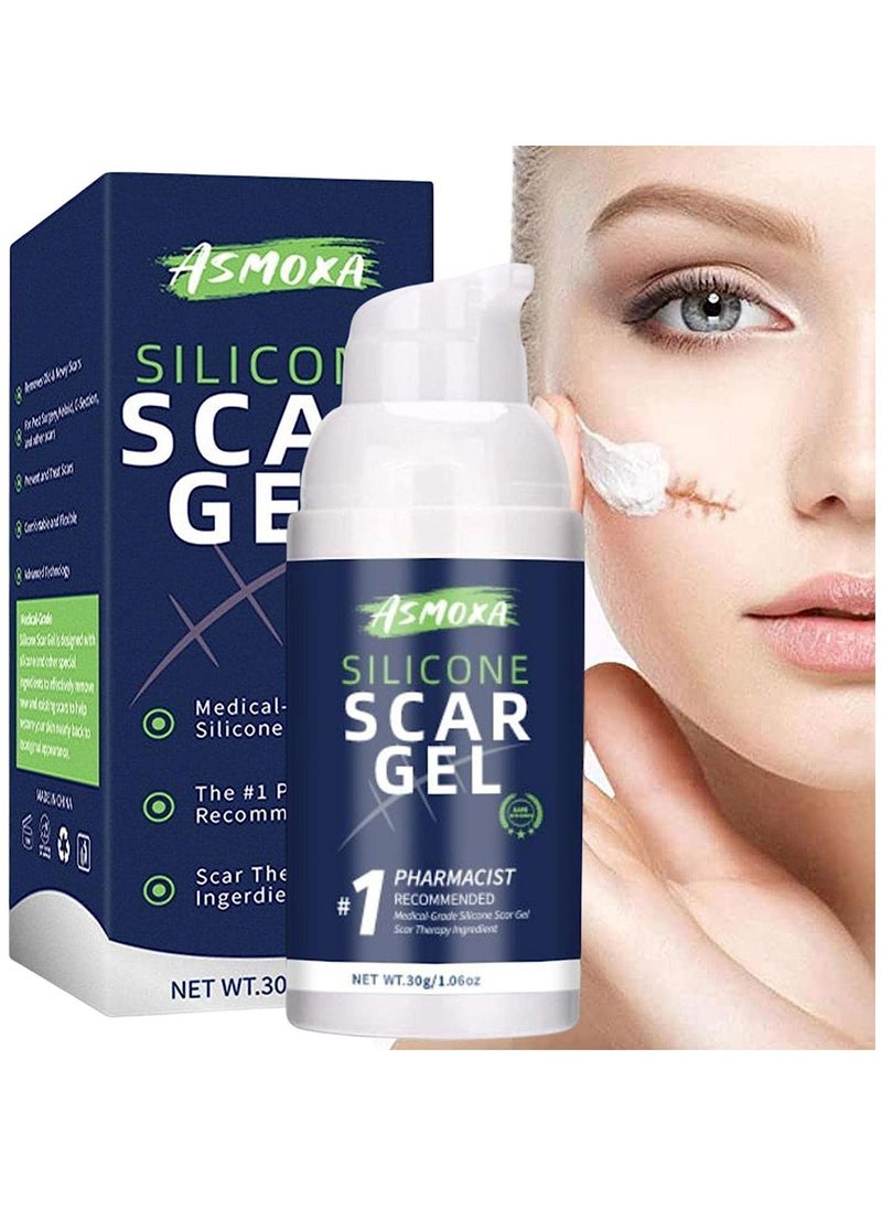 ASMOXA Advanced Scar Removal Gel Medical Grade Scar Gel for Surgical Scars Acne C-Section Tummy Tuck Stretch Mark Burns Face Heals Smooths Renews Hydrates Skin Repair Gel for all Skin Types 30g  - Image 1