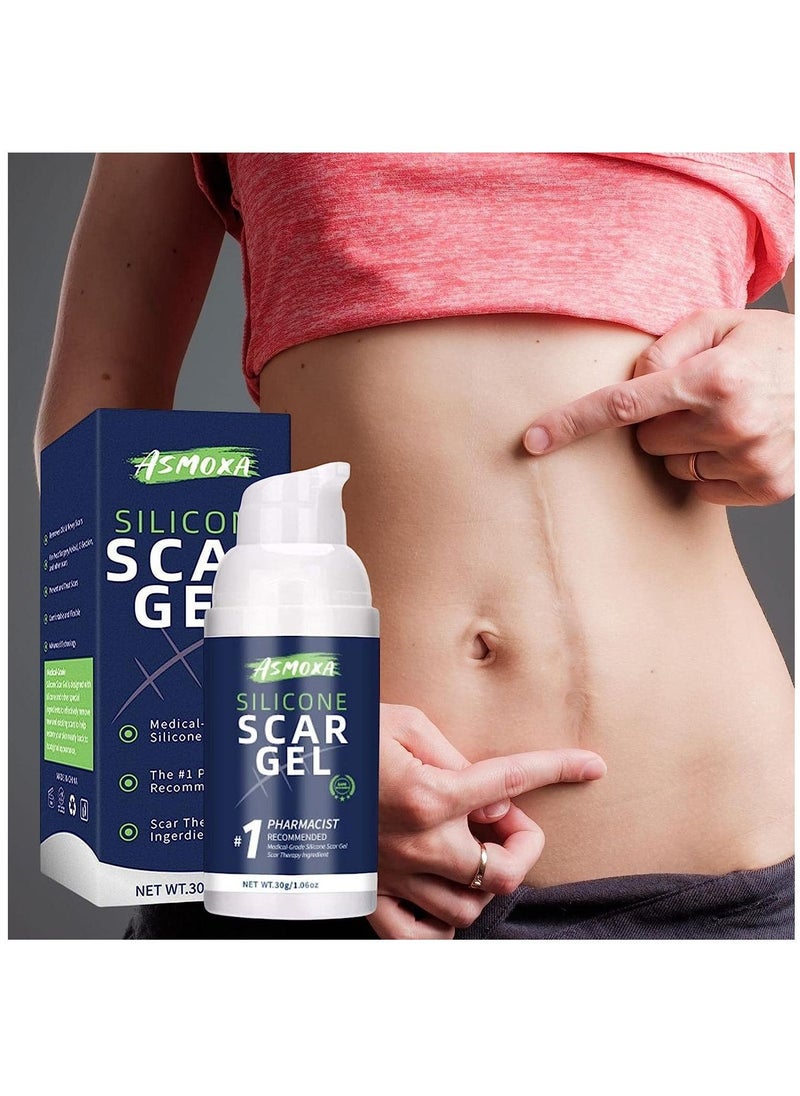 ASMOXA Advanced Scar Removal Gel Medical Grade Scar Gel for Surgical Scars Acne C-Section Tummy Tuck Stretch Mark Burns Face Heals Smooths Renews Hydrates Skin Repair Gel for all Skin Types 30g  - Image 2