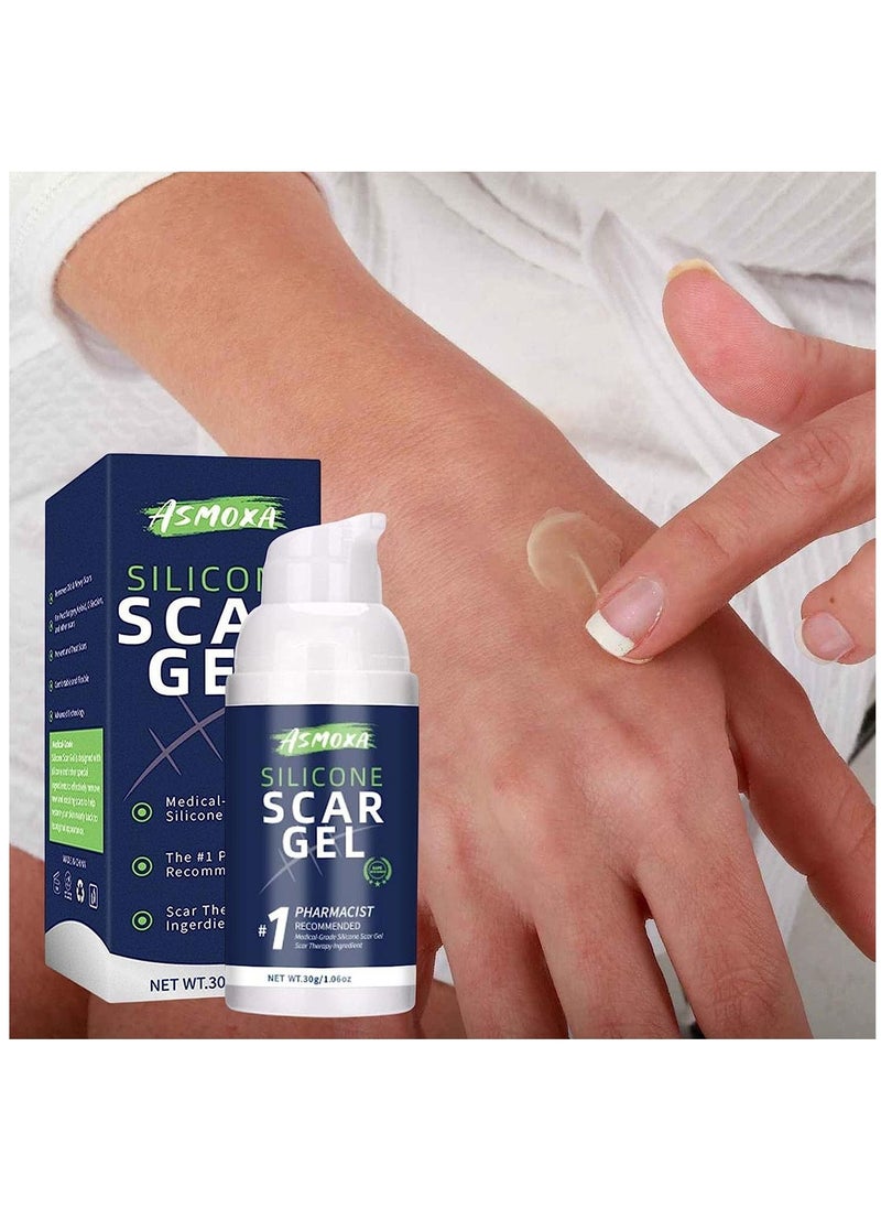 ASMOXA Advanced Scar Removal Gel Medical Grade Scar Gel for Surgical Scars Acne C-Section Tummy Tuck Stretch Mark Burns Face Heals Smooths Renews Hydrates Skin Repair Gel for all Skin Types 30g  - Image 3