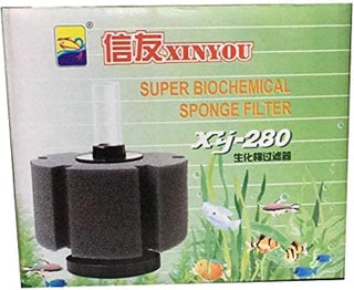 XINYOU XJ-280 Super Biochemical Sponge Filter for Aquarium, Black Foam (Pump sold seperately)