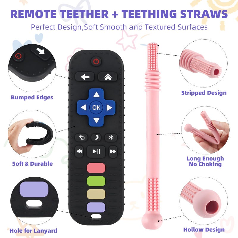 Yinghezu Teething Toys for Babies 06 612 1218 Months Bpa Free Teething Sticks and Remote Teether for Babies Baby Sensory Chew Toys for Infants Babies 018 Months - Image 2