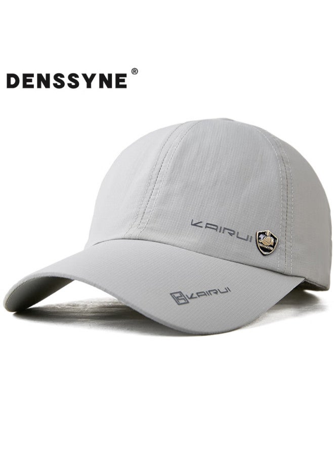 Denssyne Light Grey Men's Summer Sun Hat Sunscreen Sports Running Baseball Cap Quick-drying Thin Duck Tongue Cap Father's Day Gift - Image 1