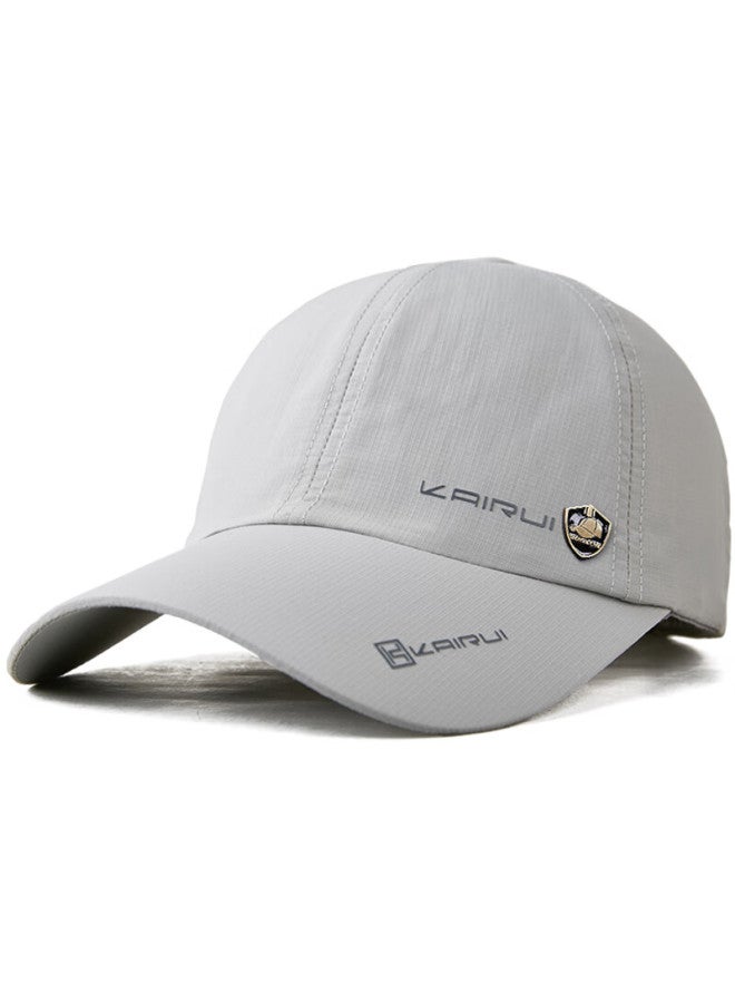 Denssyne Light Grey Men's Summer Sun Hat Sunscreen Sports Running Baseball Cap Quick-drying Thin Duck Tongue Cap Father's Day Gift - Image 4