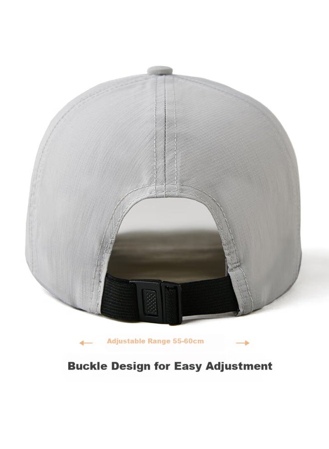 Denssyne Light Grey Men's Summer Sun Hat Sunscreen Sports Running Baseball Cap Quick-drying Thin Duck Tongue Cap Father's Day Gift - Image 3