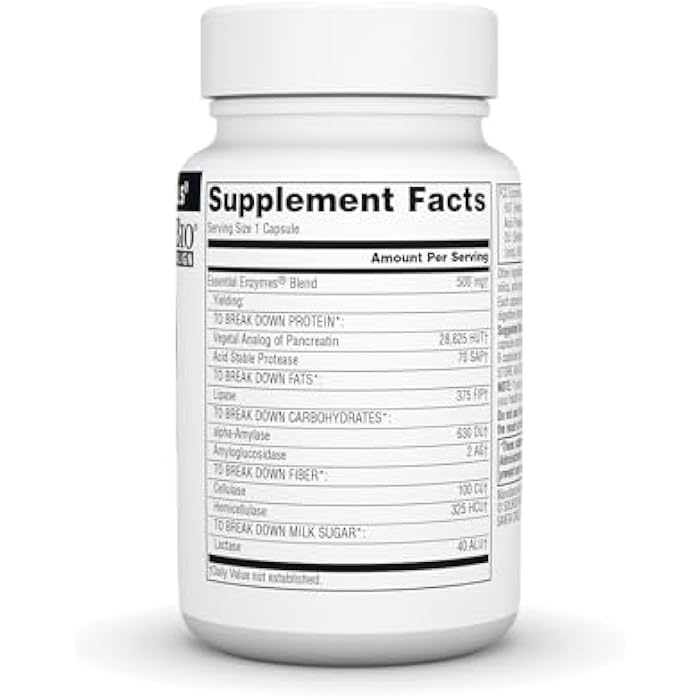 Source Naturals Essential Enzymes 500mg Bio-Aligned Multiple Enzyme Supplement Herbal Defense for Digestion, Gas, Constipation & Bloating Relief - Supports A Strong Immune System - 60 Capsules - Image 2