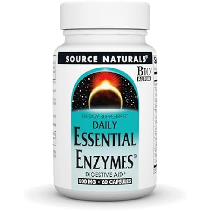 Source Naturals Essential Enzymes 500mg Bio-Aligned Multiple Enzyme Supplement Herbal Defense for Digestion, Gas, Constipation & Bloating Relief - Supports A Strong Immune System - 60 Capsules - Image 1