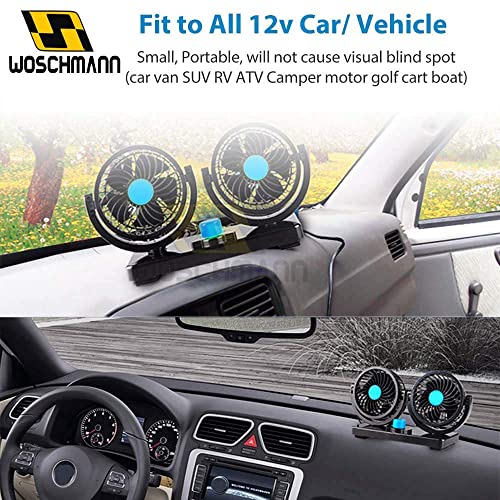 CarFrill Mitchell 12V DC Electric Car Fan for Dashboad 360 Degree Rotatable Dual Head Car Auto Powerful 2 Speed Cooling Air Fan - Image 3