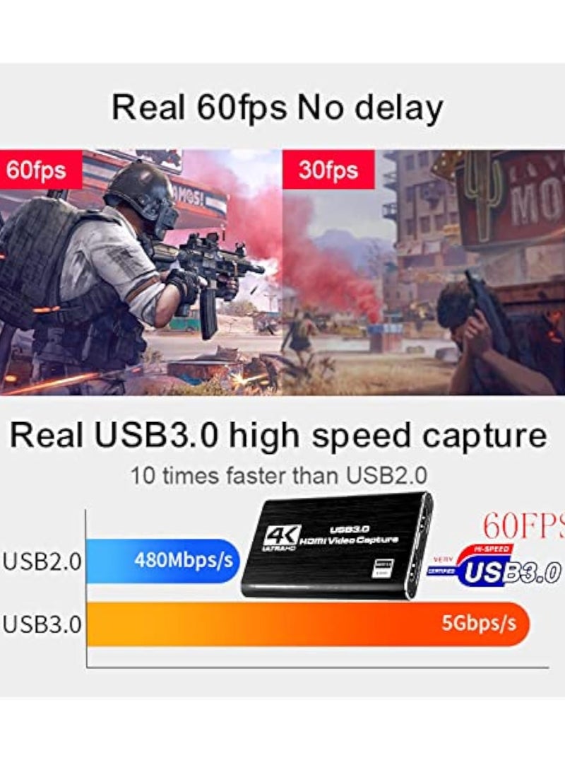 ماركة غير محددة - بطاقة إلتقاط فيديو 4K HDMI إلى USB 3.0丨 تسجيل بث مباشر 1080P/60fps丨 توافق ويندوز/ماك/بلايستيشن丨 دعم LPCM + تصميم مقاوم للحرارة - Image 1