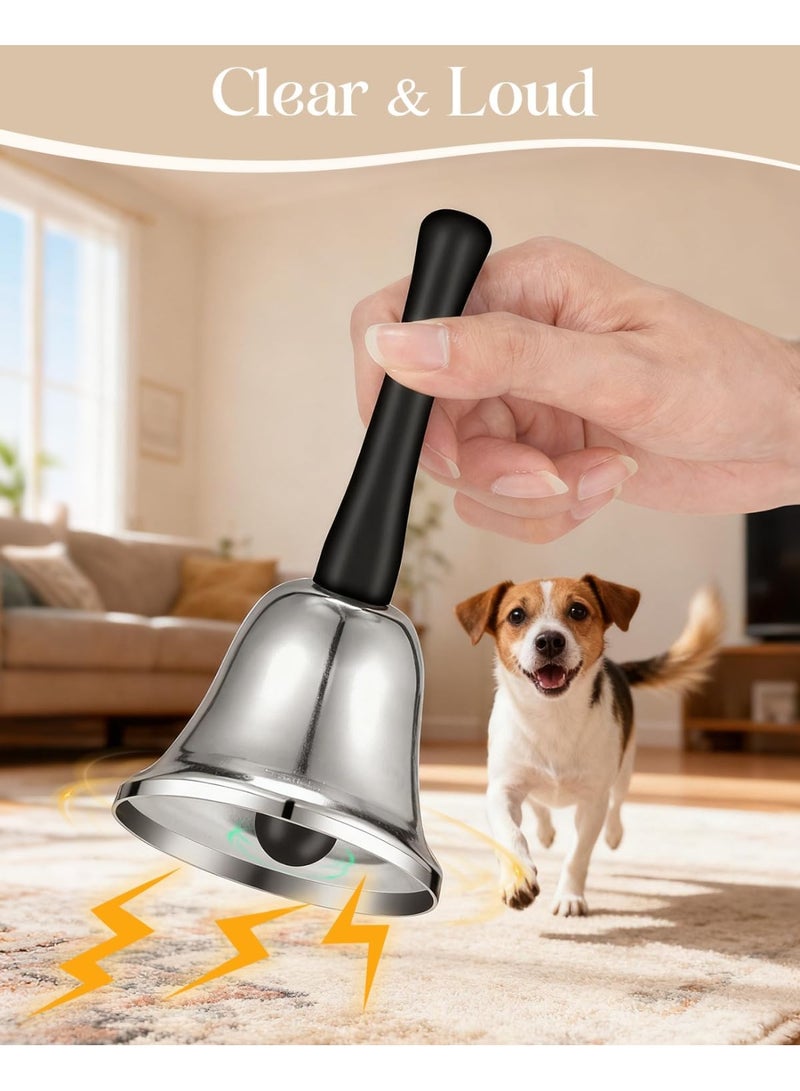 جرس يدوي معدني صغير فضي من الستانلس ستيل، جرس طاولة بمقبض لتقديم الخدمات، جرس خدمة كلاسيك مناسب للفنادق والمطاعم ومكاتب الاستقبال والاستخدام المدرسي للبالغين - Image 5