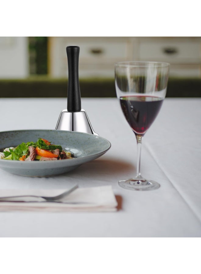 جرس يدوي معدني صغير فضي من الستانلس ستيل، جرس طاولة بمقبض لتقديم الخدمات، جرس خدمة كلاسيك مناسب للفنادق والمطاعم ومكاتب الاستقبال والاستخدام المدرسي للبالغين - Image 2