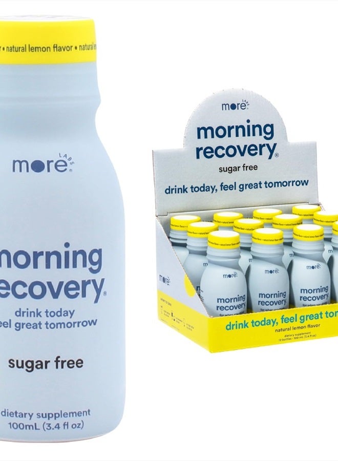 More Labs Morning Recovery Electrolyte, Milk Thistle Drink Proprietary Formulation to Hydrate While Drinking for Morning Recovery, Highly Soluble Liquid DHM, Sugar-Free Lemon, Pack of 12 - Image 1