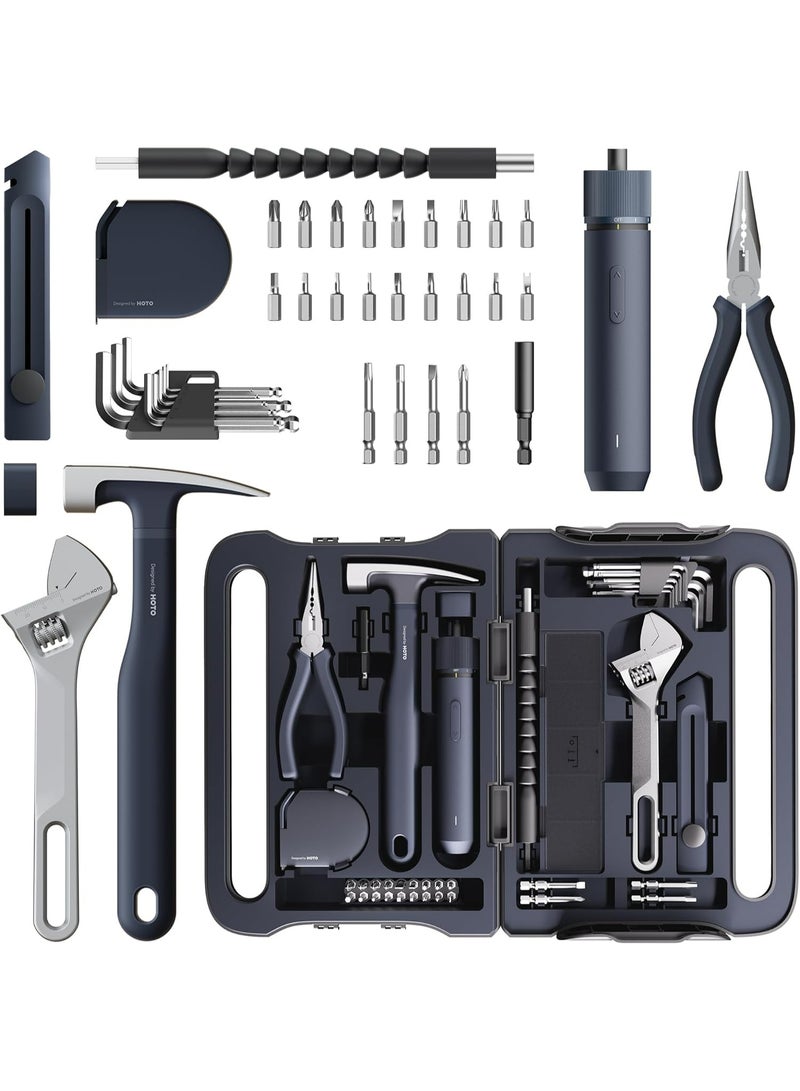 Hoto 40-Piece Tool Kit, Household Essentials Set W/Smart Electric Screwdriver (Led, 3 Torque) + 14 Tools & 26 Accessories | Pro-Grade Compact Organizer For Home, Dorm Repairs, Diy - Image 1