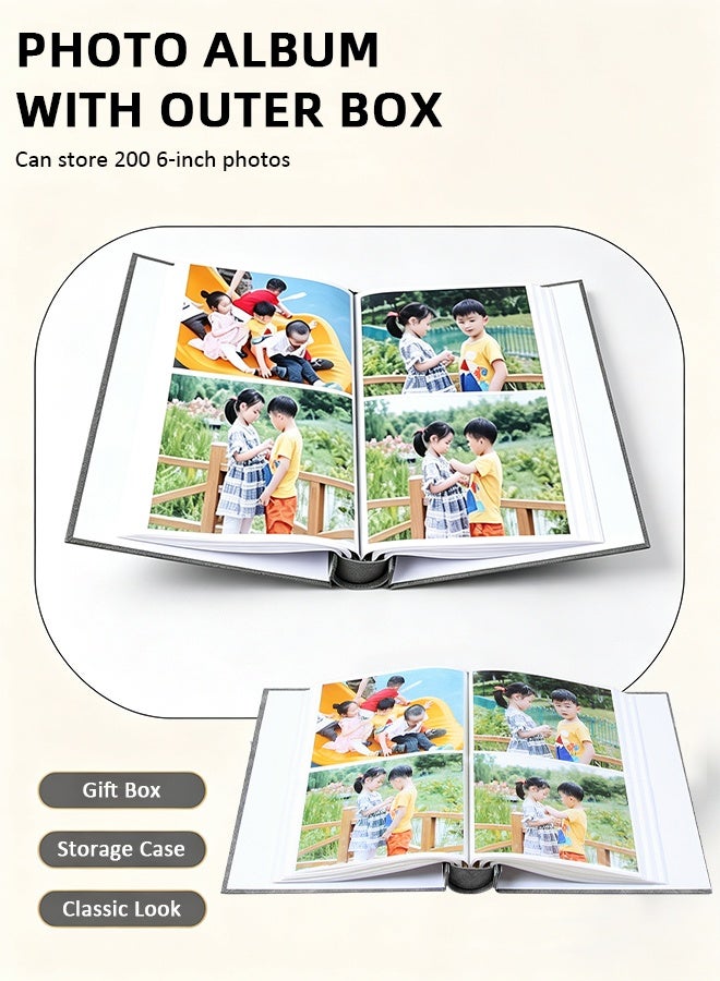 DUNISO 200 Pockets Foil Stamping Photo Album for 6 Inches Photos Portable Photo Album for Family Wedding Boys Girls - Image 4