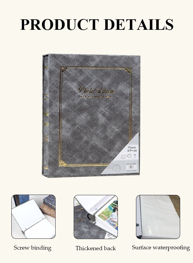 DUNISO 200 Pockets Foil Stamping Photo Album for 6 Inches Photos Portable Photo Album for Family Wedding Boys Girls - Image 3