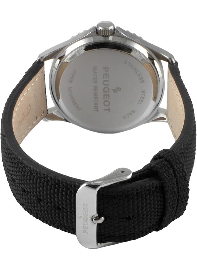 PEUGEOT Men Sport Bezel Watch With Black Canvas Wrist Band  - Image 3