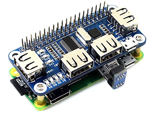 Waveshare 4-Port Raspberry Pi USB HUB HAT for Raspberry Pi 4B/3B+/3B/2B/B+/A+/Zero/Zero W, 4 USB Ports Compatible with USB2.0/1.1 Onboard USB to UART Onboard Multi Indicators - Image 2