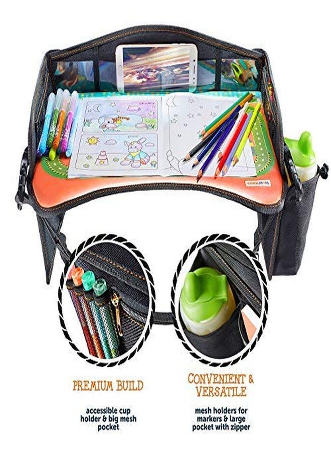 Coolmum Kids Travel Tray, Toddler Car Seat Tray, Double Sided Activity Organizer, Snack Lap Tray, Baby Stroller Table, Airplane Play Table, Waterproof and Foldable (Premium Black) - Image 4