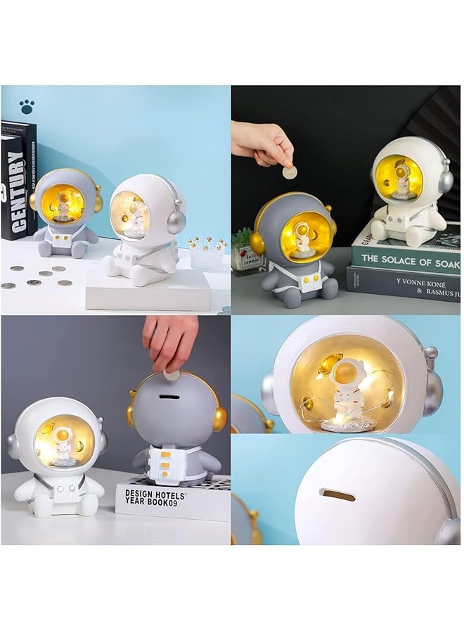 إيروريكس صندوق نقود للأطفال والكبار على شكل حصالة على شكل رائد فضاء، زينة على شكل رائد فضاء من الراتينج، تماثيل كواكب رائد فضاء، صندوق نقود، جرة توفير، ديكور عصري، ضوء ليلي لطيف للمنزل والمكتب وغرفة النوم - Image 3