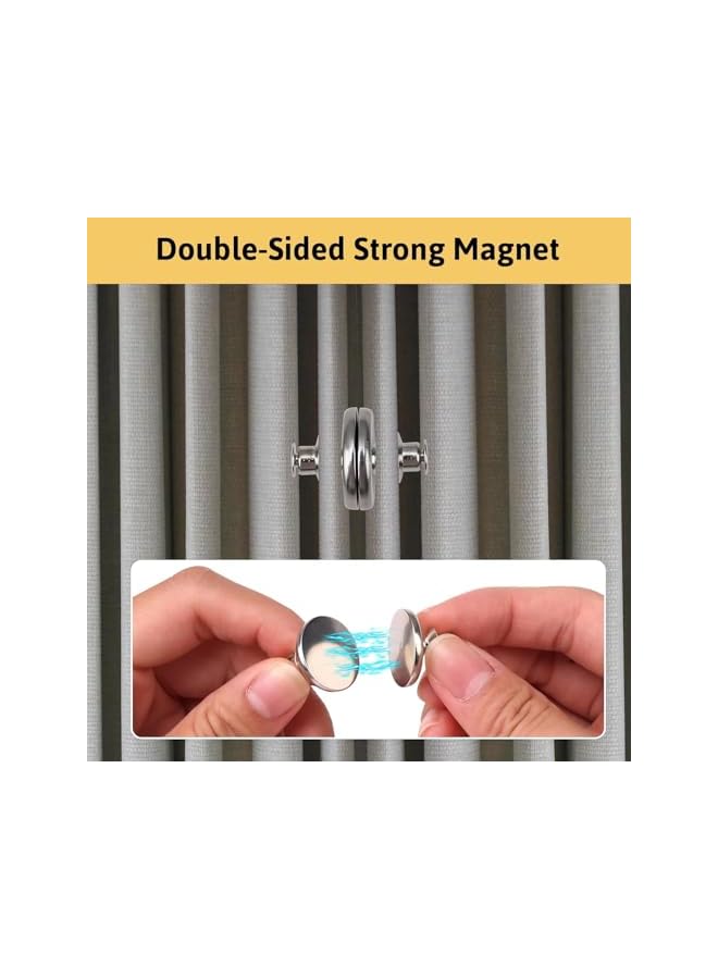 The Bros 12 Pairs Magnetic Curtain Clips - Removable Curtain Holdback Magnets for Home, Bedroom, Office, and Shower, No Drilling Required, Prevents Light Leakage, Easy to Install  - Image 2